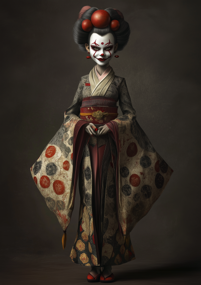 Clownish Geisha Caricature