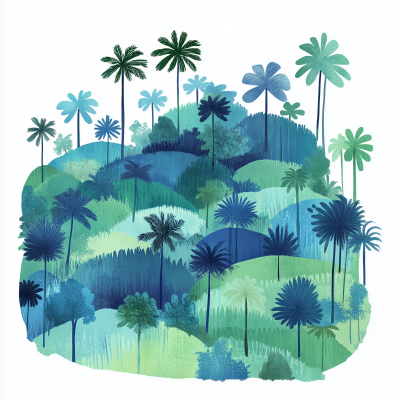 Forest and Rice Fields Illustrations