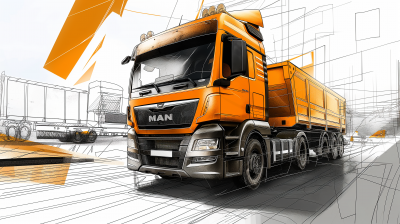 Dynamic Tipper Truck Transportation Graphic