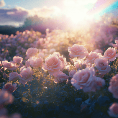 Dreamy Sunrise with Roses