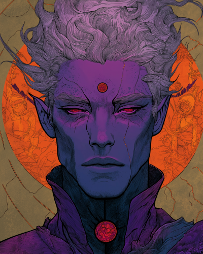 Portrait of a Male Purple Genasi