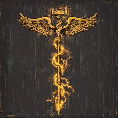 Caduceus Combining Hammer and Lightning