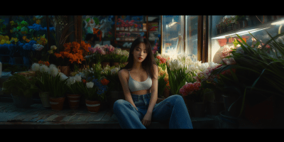 Korean Woman at Flower Shop