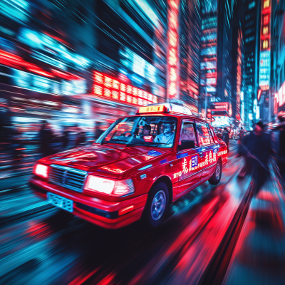 Neon Taxi Party in Hong Kong