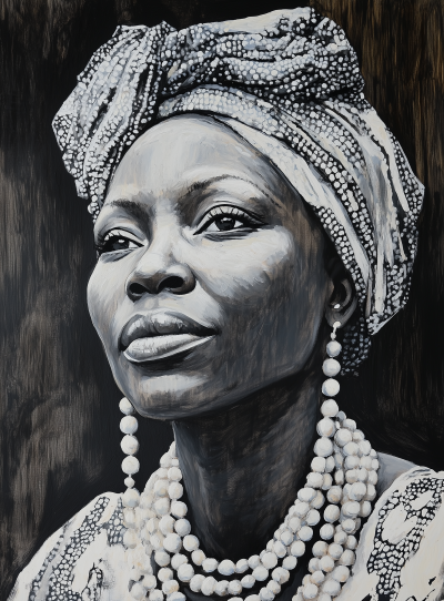 African Woman in Grayscale