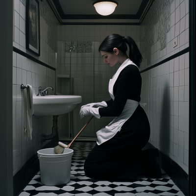 Maid Cleaning Bathroom