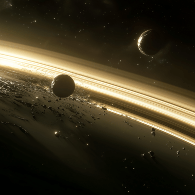 Destroyed Crescent Saturn Asteroid Rings