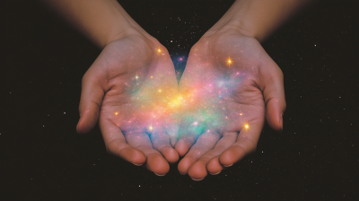 Feminine Hands Holding a Galaxy