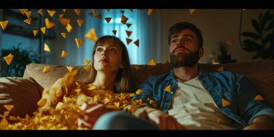 Cheesy Crisps Rain in Living Room