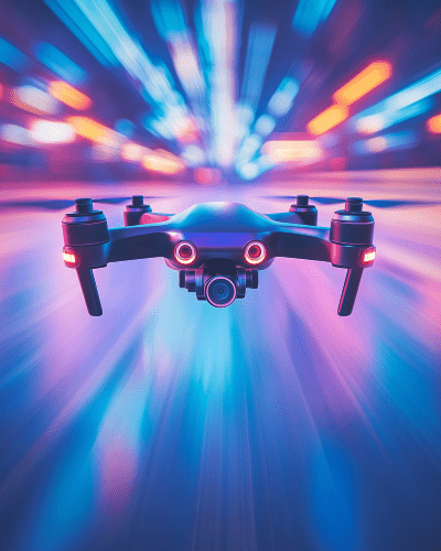 Futuristic Drone Car in Night Sky