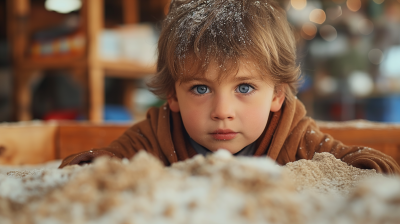 Child Playing in Futuristic Sandbox