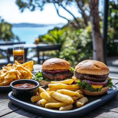 Outdoor Dining with Burgers