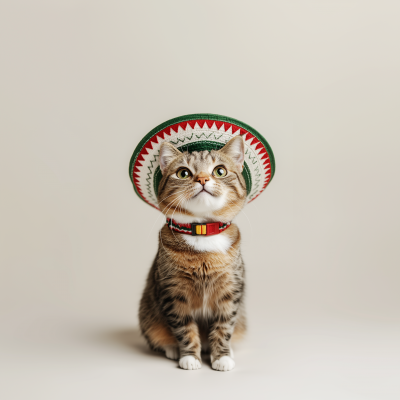 Happy Cat with Mexican Hat