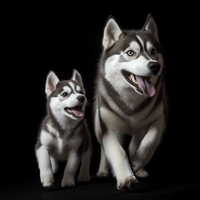 Happy Huskies Playing