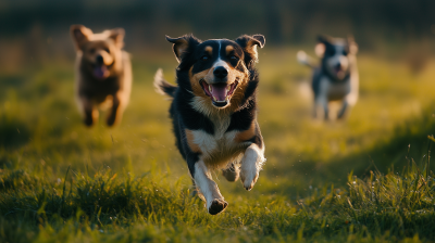 Happy Big Dogs Running