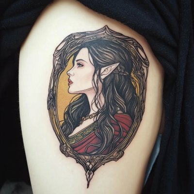 Arwen Side Profile Traditional Tattoo