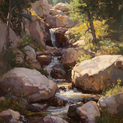 Serene Rocks by a Babbling Brook