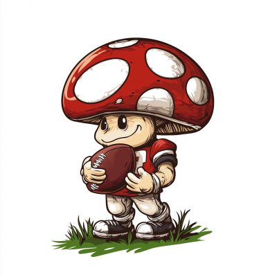 Mushroom College Football Player Logo