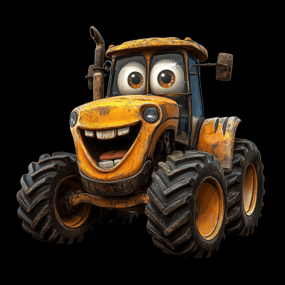 Cute Yellow Tractor Character