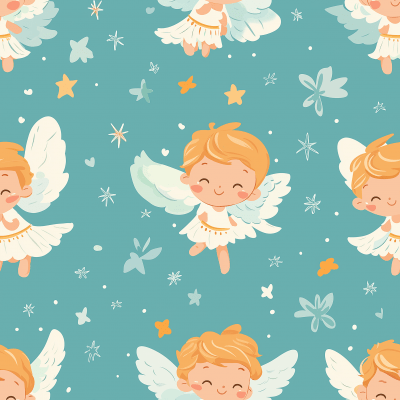 Cute Angel Seamless Pattern