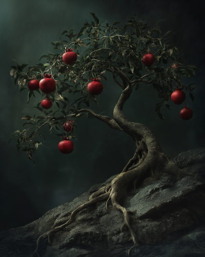 Pomegranate Tree in Darkness