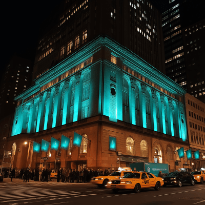 Carnegie Hall Teal Lighting