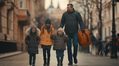 Family Walking in the City