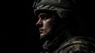 Lifelike Soldier in Darkness