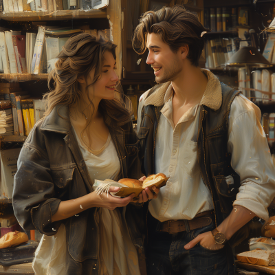 Warm Scene in an Old Bookstore