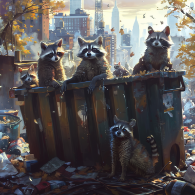 Raccoons and Cats in Dumpster