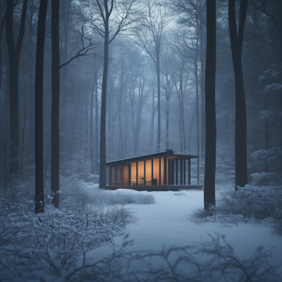 Winter Cabin in the Woods