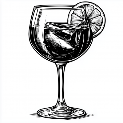 Simple Aperol Spritz Line Art