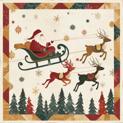 Cozy Santa Sleigh Illustration