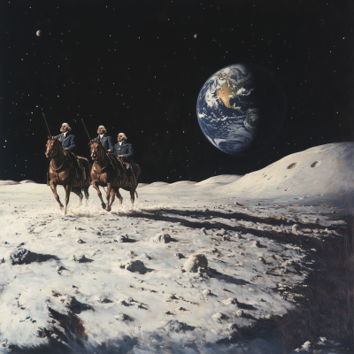 Washington crossing the Delaware on the Moon