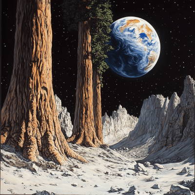 Giant Sequoia Forest on the Moon