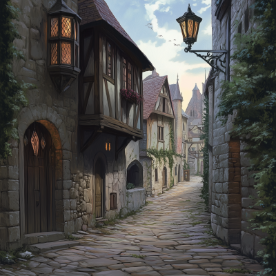 Medieval City Streets Illustration