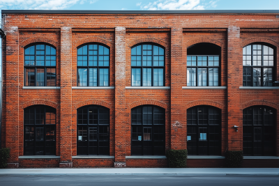 Red Brick Warehouse With Large Windows