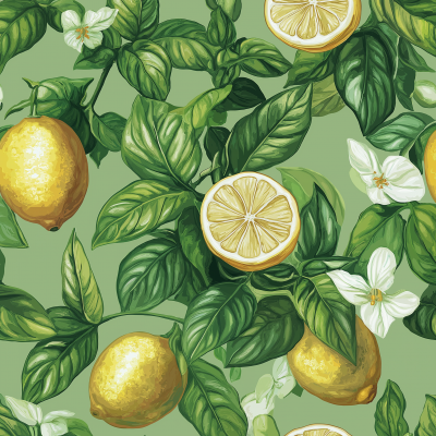 Vintage Italy Flower and Lemon Pattern