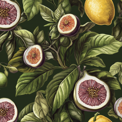 Vintage Turkish Lemon and Figs Blossom Pattern