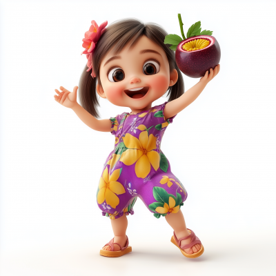 Little Girl Dancing with Passion Fruit