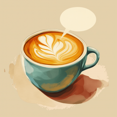 Colorful Coffee Cup with Latte Art