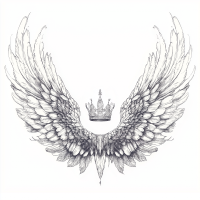 Angel Wings and Crown Illustration