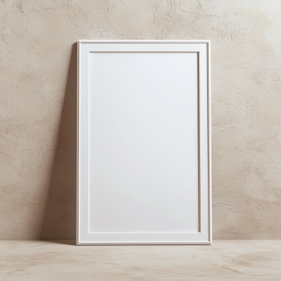 Blank White Frame on Beige Wall