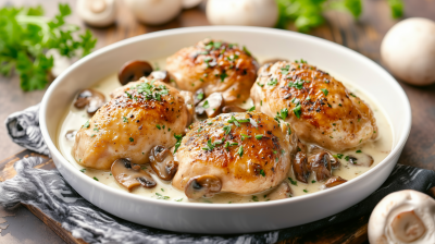 Chicken with Mushroom and Cream Sauce