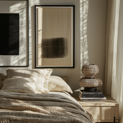 Contemporary Metal Lamp and Books