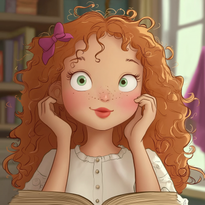 Curly Girl in Pastel Room