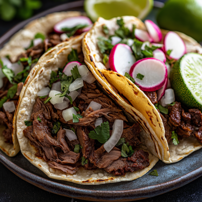 Close Up of Carne Asada Tacos