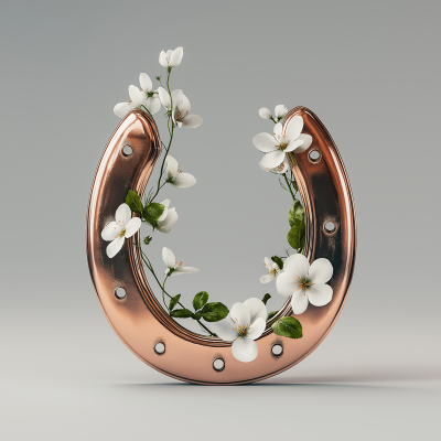 Copper Horseshoe with Flowers