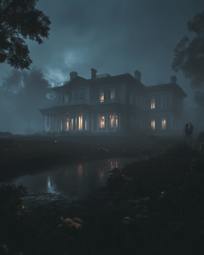 Haunting Mansion at Night