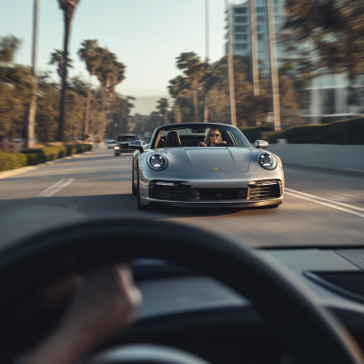 Porsche Carrera in Car Mirror